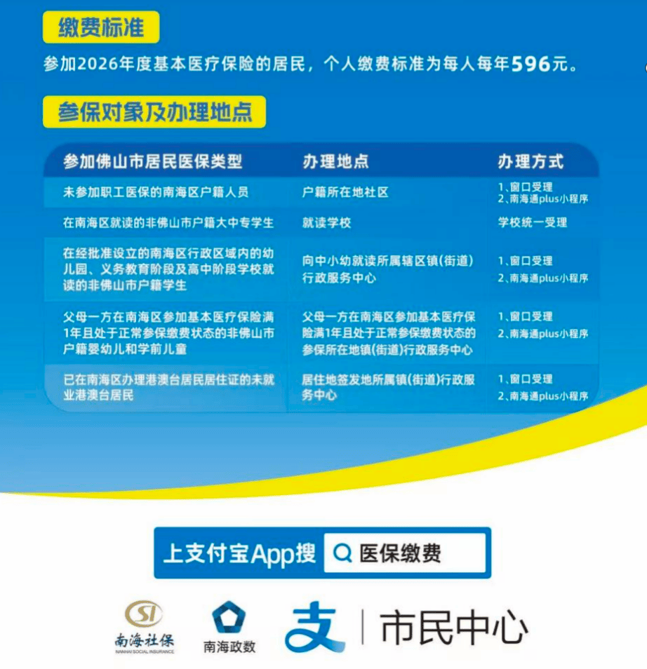 全市率先!2026南海居民医保,微信支付宝就能办